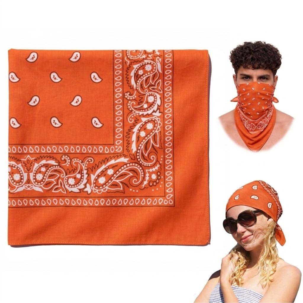 VRONZO Unisex Soft Breathable 100% Cotton Bandana for Men & Women | Head Band for Men Bike Riding, Scarf for Men, Head Scarf for Women, Multi-Purpose Paisley Printed Square 50x50 cm-image-7