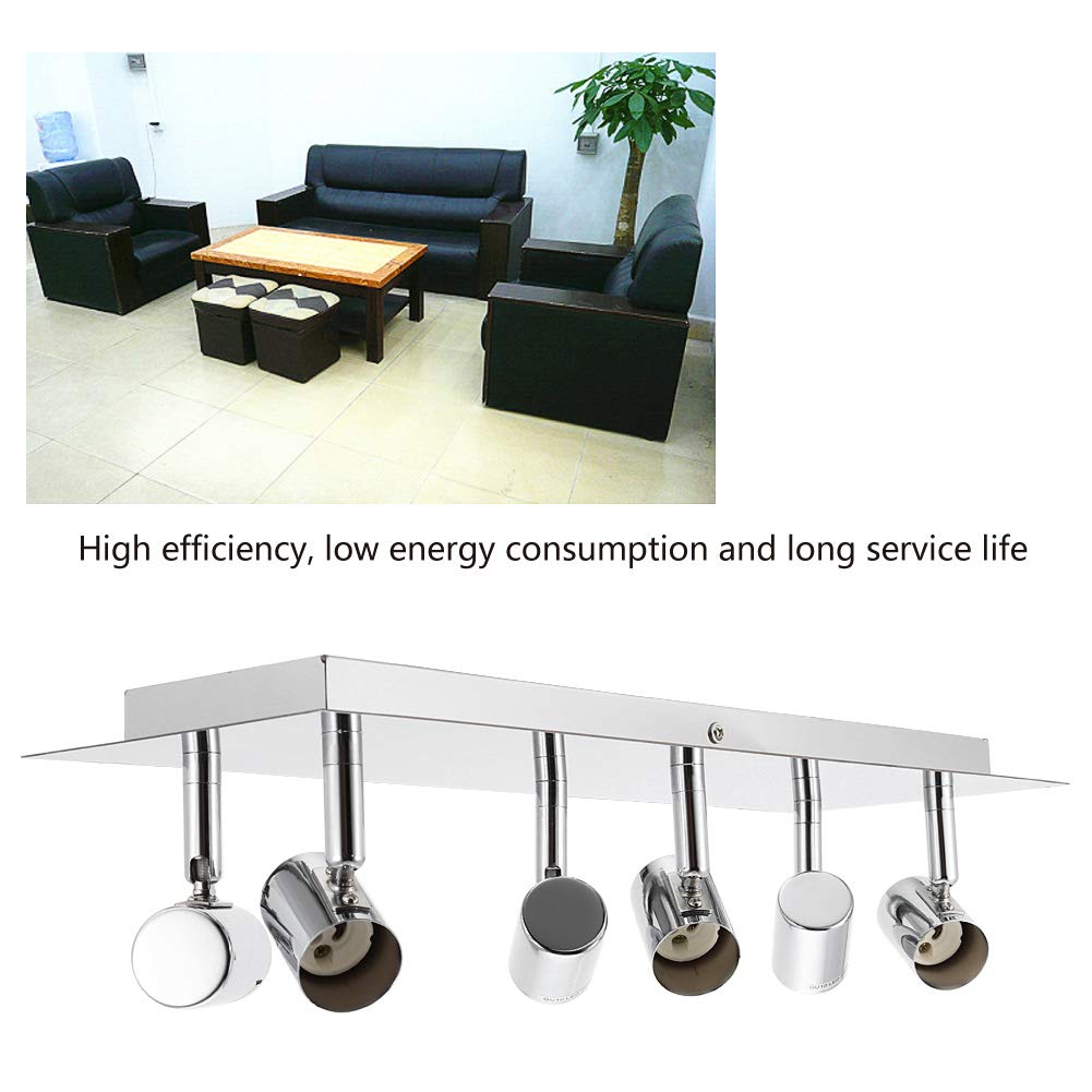 Greensen LED Deckenleuchte 6 Köpfe Bad Deckenlampe Edelstahl Deckenstrahler mit GU10 Lampenfassung Deckenspots Schwenkbar Leuchtmittel für Wohnzimmer Schlafzimmer Badezimmer