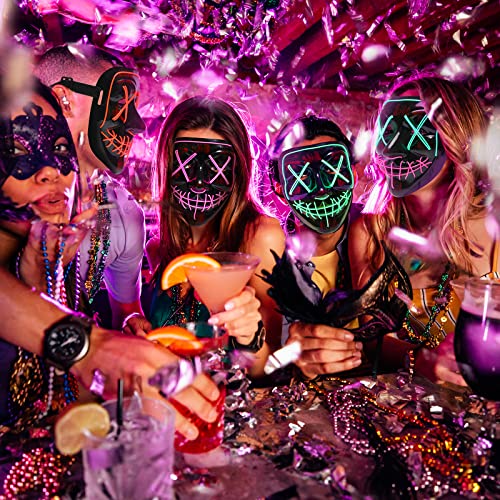 Máscara assustadora de Halloween Moonideal para festa de Halloween, indução de som, cintilação com v