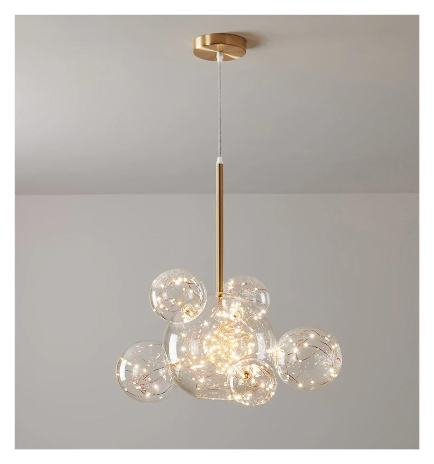 KLXSIVU Modern Spheres LED Glass Chandelier Bubbles Ball Gold Pendant Lighting for Dinning Living Room Kitchen Bedroom Hanging Lamp