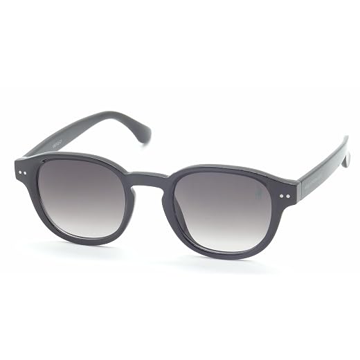 Óculos de Sol Polo London Club REDONDO, Unissex, Casual com Proteção UVA/UVB kit contém Case Couro ECO, VA5097 PRETO