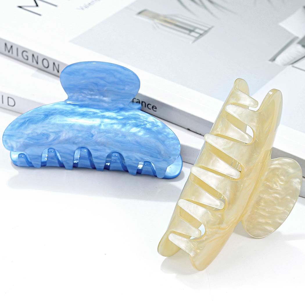 Reaky Acrylic Claw Clip Pink Hair Clips Cute Medium Hair Claws Hair Accessories for Women (lake blue+beige)