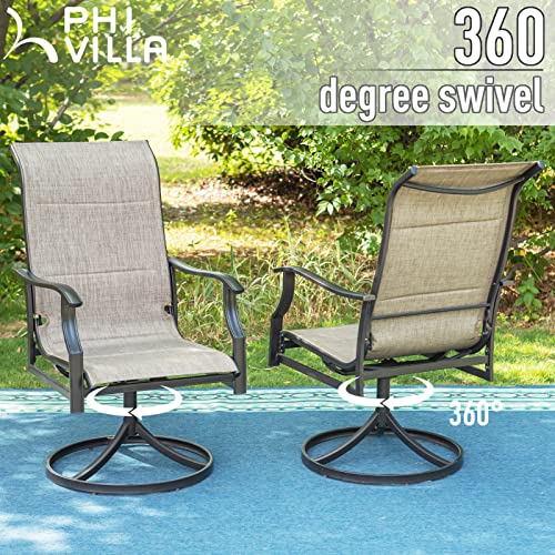 PHI VILLA Swivel Patio Dining Chair with 42" High Back, Padded