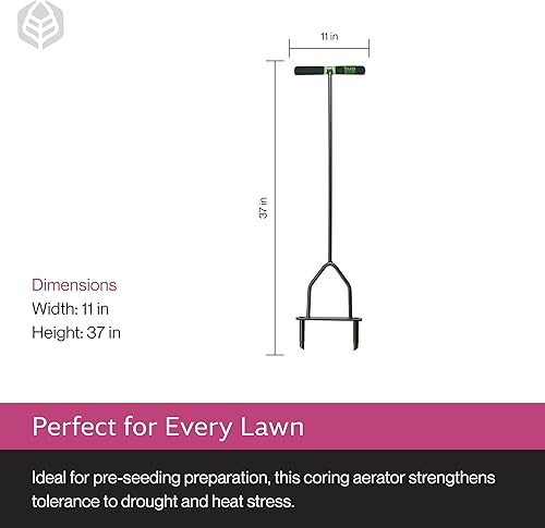 Miniatura 6 de Yard Butler Aireador Manual de Césped con Extracción de Núcleos, ID-6C - Herramienta de Cuidado del Césped para Airear - Mango Largo - Construcción