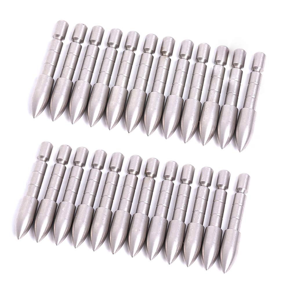 ACCMOS 24pcs 70 80 90 100 110 120 Grain Stainless Steel Bullet Point Tip for ID 4.2 mm Arrow Shaft, Archery Hunting Arrows Accessories (70gr OD5.6mm)