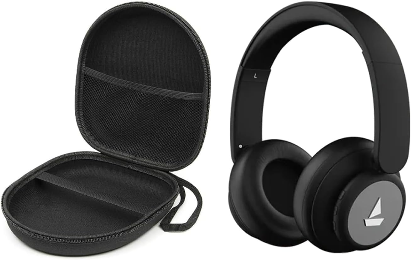 Portable Carrying Case Cover for Boat Rockerz 450 Bluetooth On Ear Headphones (Hard|EVA|Black)