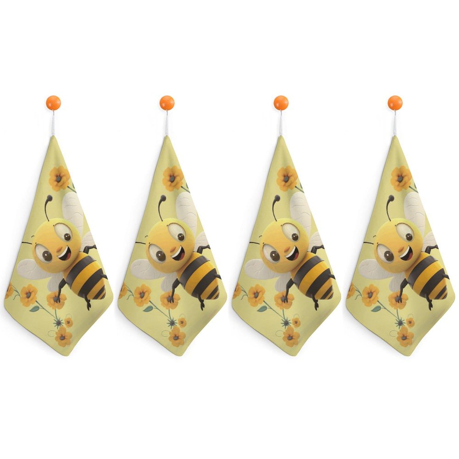 Lot de 4 essuie-mains Happy Bee serviette ultra douce et absorbante