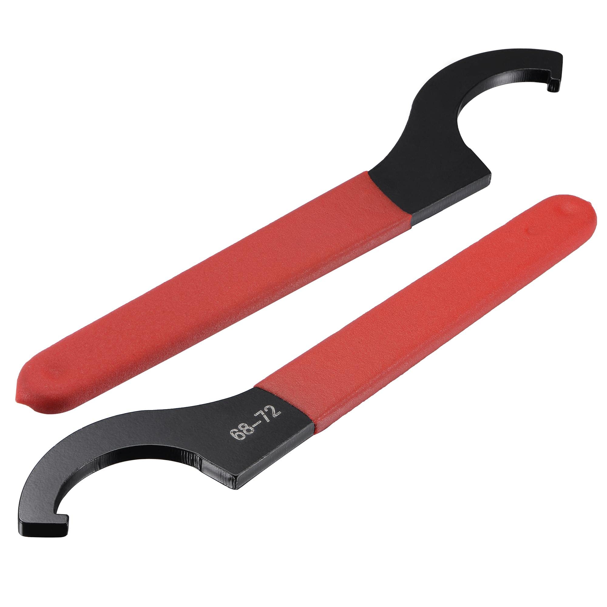 uxcell C Hook Spanner Wrench Collet Chuck for 68-72mm Round Nut, with Red Non-slip Handle 2pcs