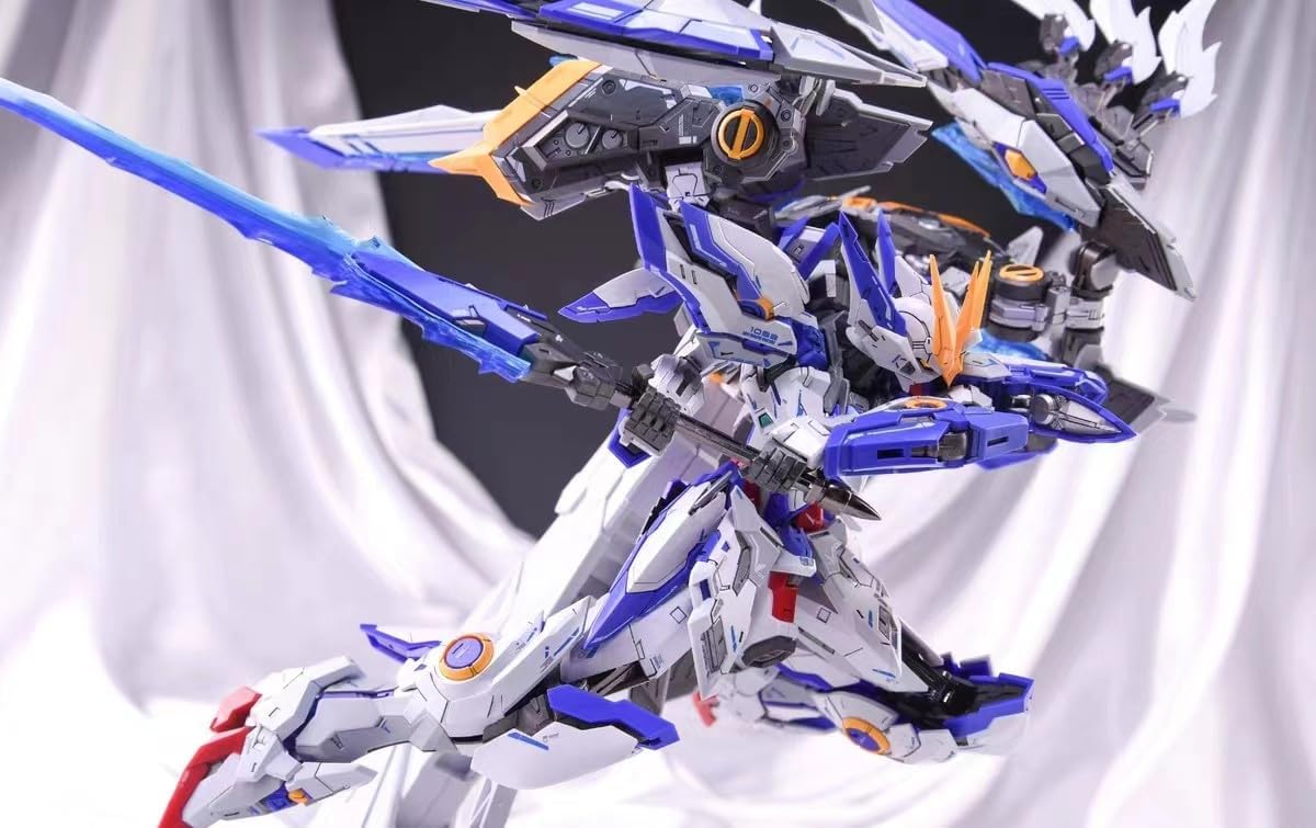 Funtasy Planet Action Figures 1/100 Scale Model Kits for Adults Blue Flame 1/100 with Alloy Skeleton Frame & Special Bonus Mecha Model Kit Articulated Figures Assembled Mode