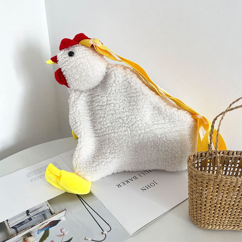 Bolso tote de mujer con peluche de pollo blanco miniatura 7