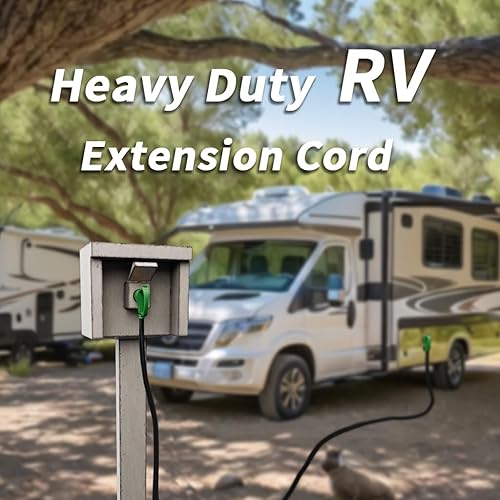 Miniatura 7 de Cable de extensión RV de 10 pies y 30 amperios para exteriores con mango de agarre, cable de alimentación STW de calibre 103 resistente al agua con