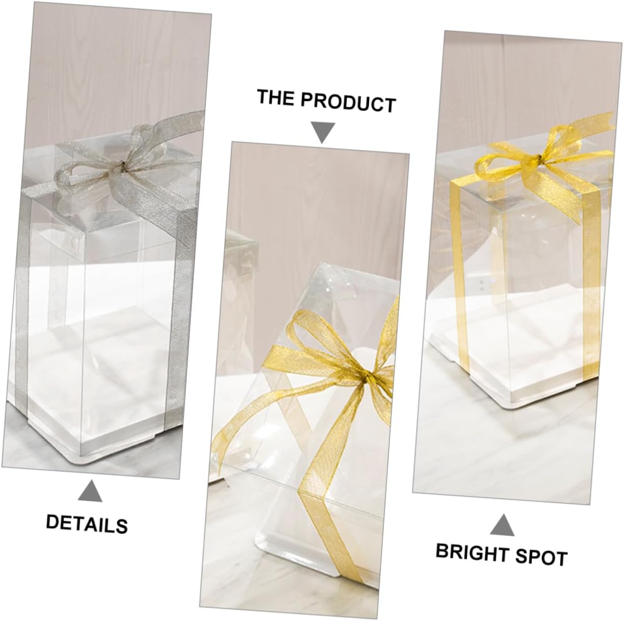 Angoily 5pcs 8-inch Cake Packaging Boxes with Ribbon Square Birthday Cake Carrier Containers Single-layer 26x26x18cm Storage and Wrapping for Parties