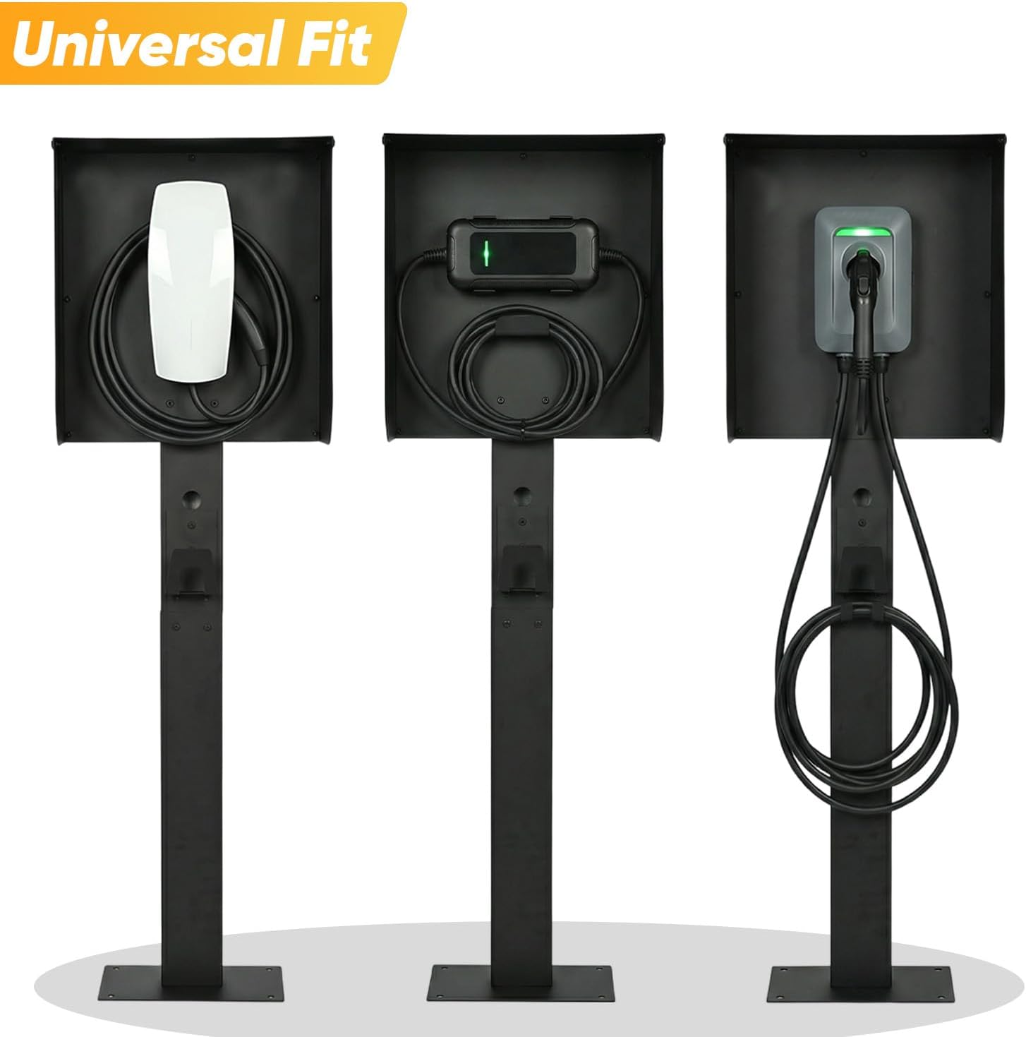 EV Charger Pedestal,EV Charger Stand with Roof and Side Protection,Indoor & Outdoor Electric Vehicle Charging Stations for All Level 2 Chargers(Black)