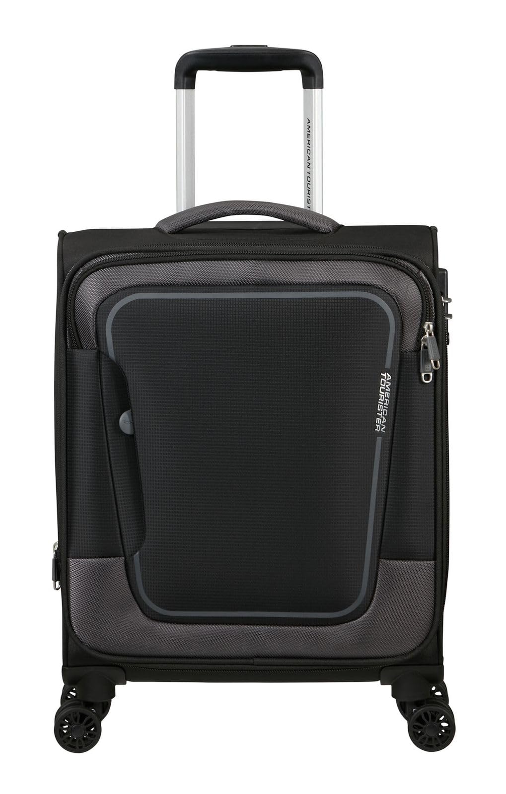 American Tourister Pulsonic - Spinner S, Expandable Hand Luggage, 55 cm, 40.5/43.5 L, Black (Asphalt Black)