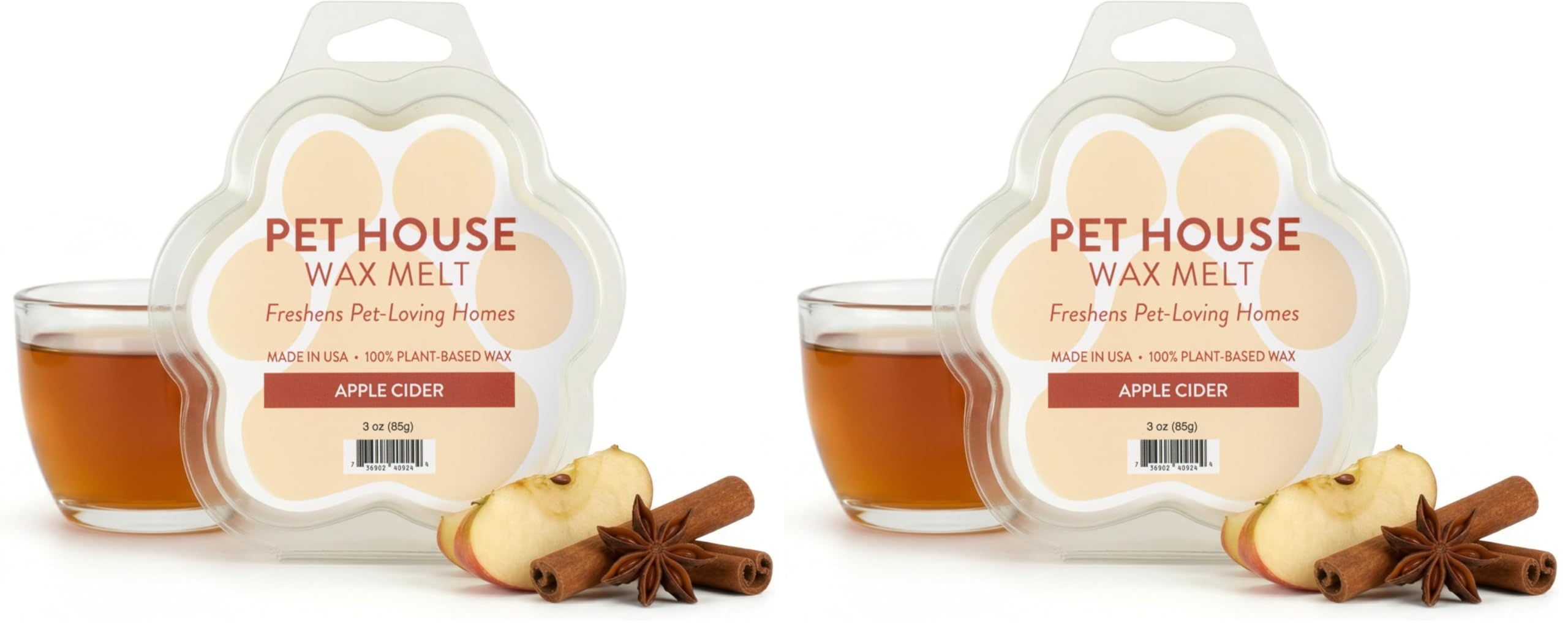 One Fur All Pet House Wax Melts - Apple Cider Pack of 4 - Odor Eliminating, Long-Lasting Scented Wax Melts - Pet-Friendly, Natural
