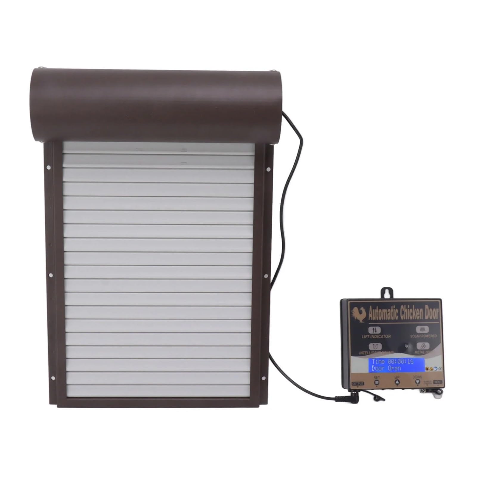 Porta Automatica For Pollaio, Apriporta Programmabile In Alluminio For Con Timer, Sensore Di Luce, Telecomando, 3 Modalità Sicuro E Affidabile(Brown)