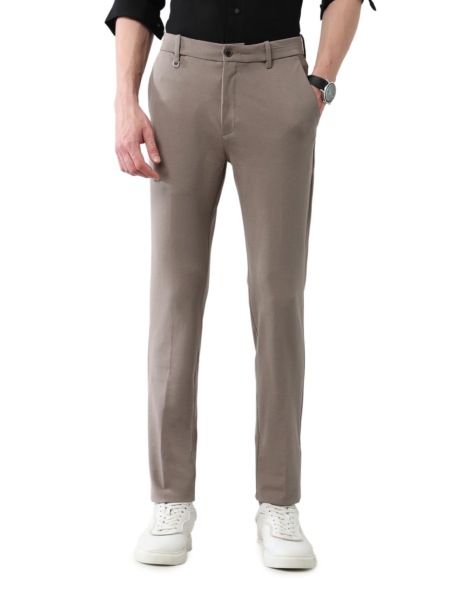 New York Men's Slim Fit Knitted Autoflex Trousers-image-46