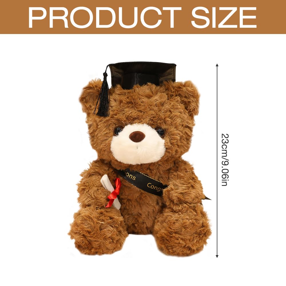 Osito De Peluche Con Diploma Y Sombrero De Graduación, Regalo Para Estudiantes De Bachiller Y Examenes, 20 Cm, Marrón