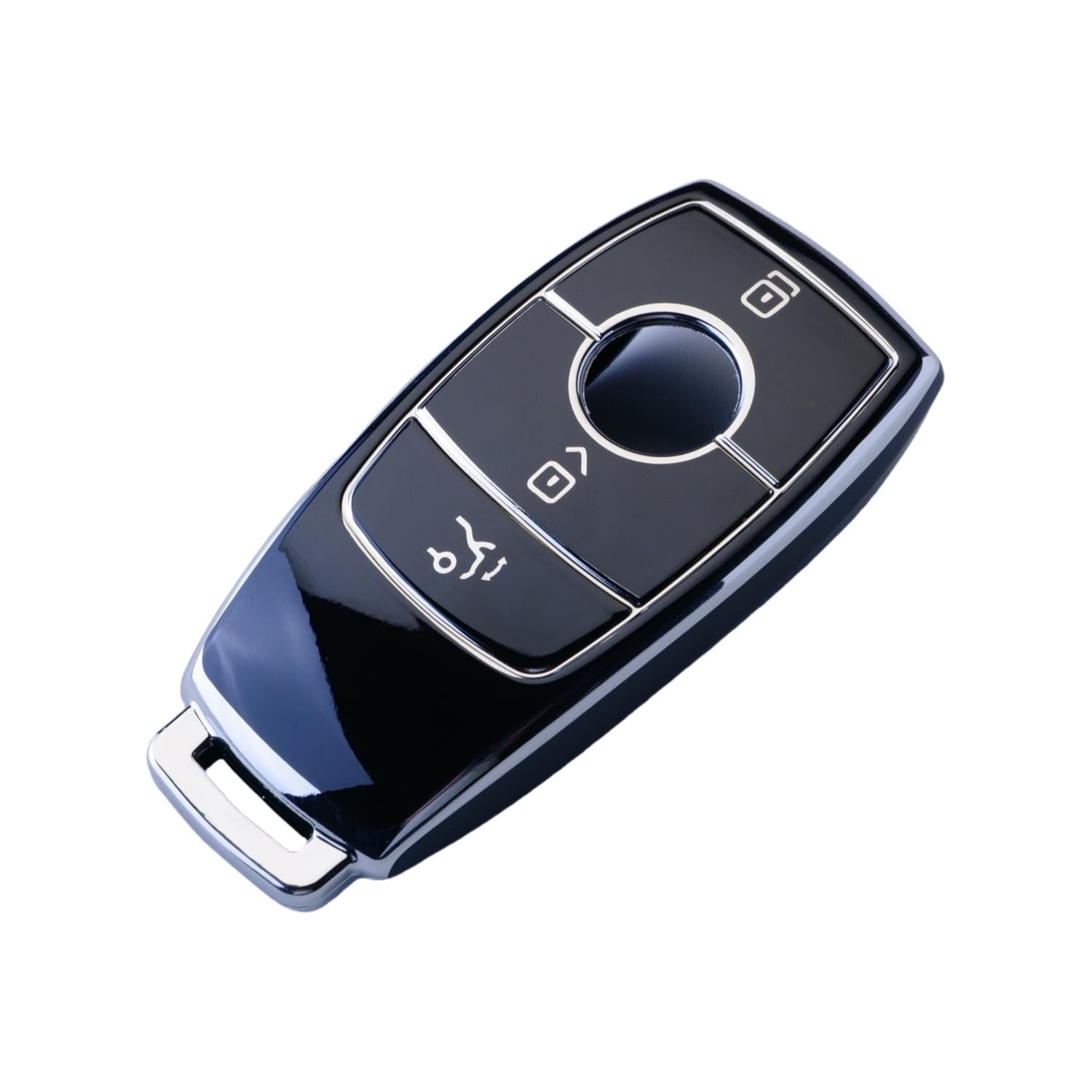 RUXYAXFOL TPU copertura chiave auto per Mercedes Benz S/A/G/B/E/C Classe AMC CLA CLE CLS GLA GLC GLE GLK GLS W221 W222 Custodia chiave auto, 2 pezzi, nero e argento