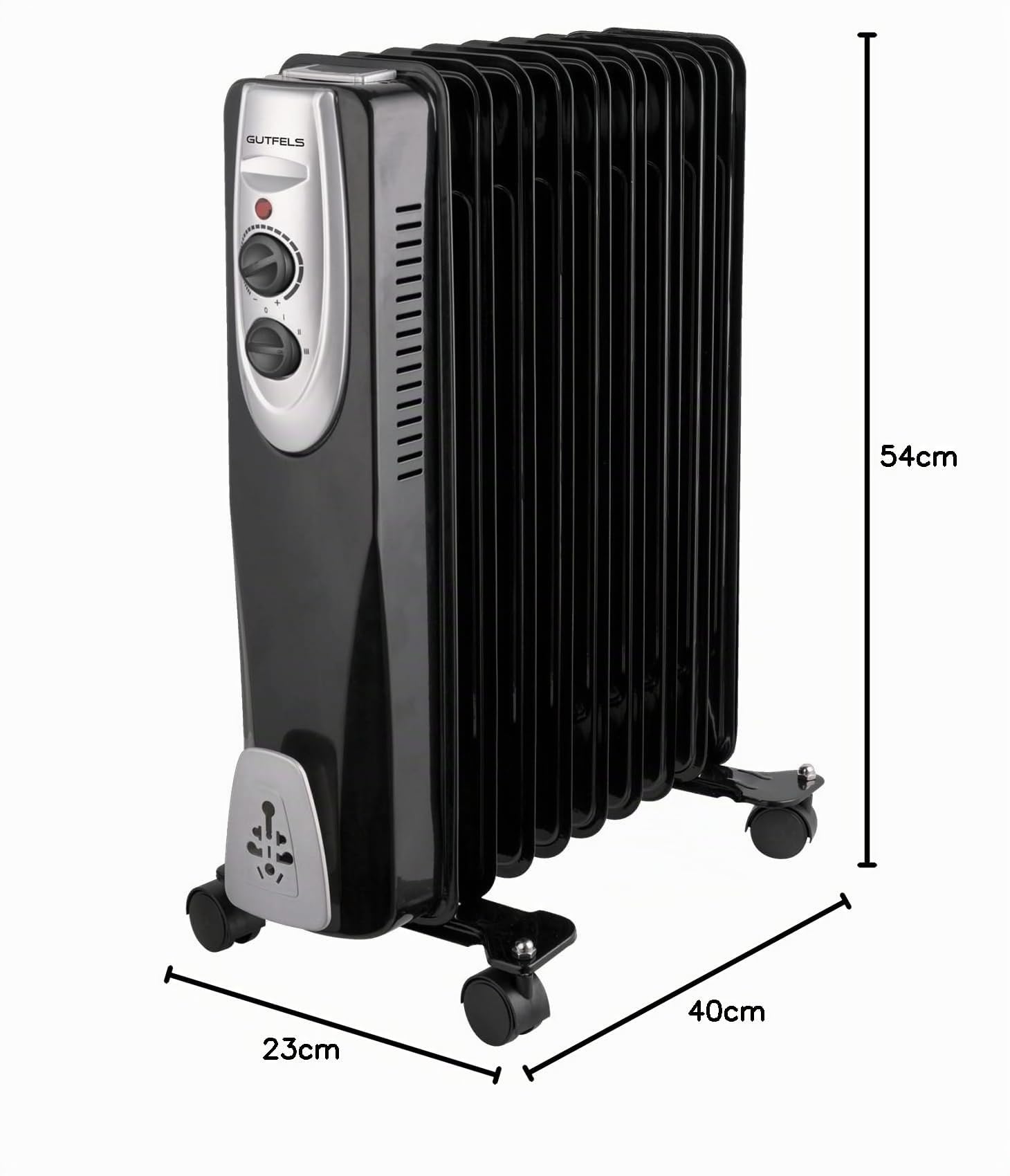 HR 32009 sw Öl-Radiator - 9 Rippen, 3 Heizstufen & 2000 Watt - Schwarz | Mobiles Heizgerät mit stufenlosem Thermostat, Überhitzungsschutz, Kabelaufwicklung & effizientem Wärmespeichermedium Öl