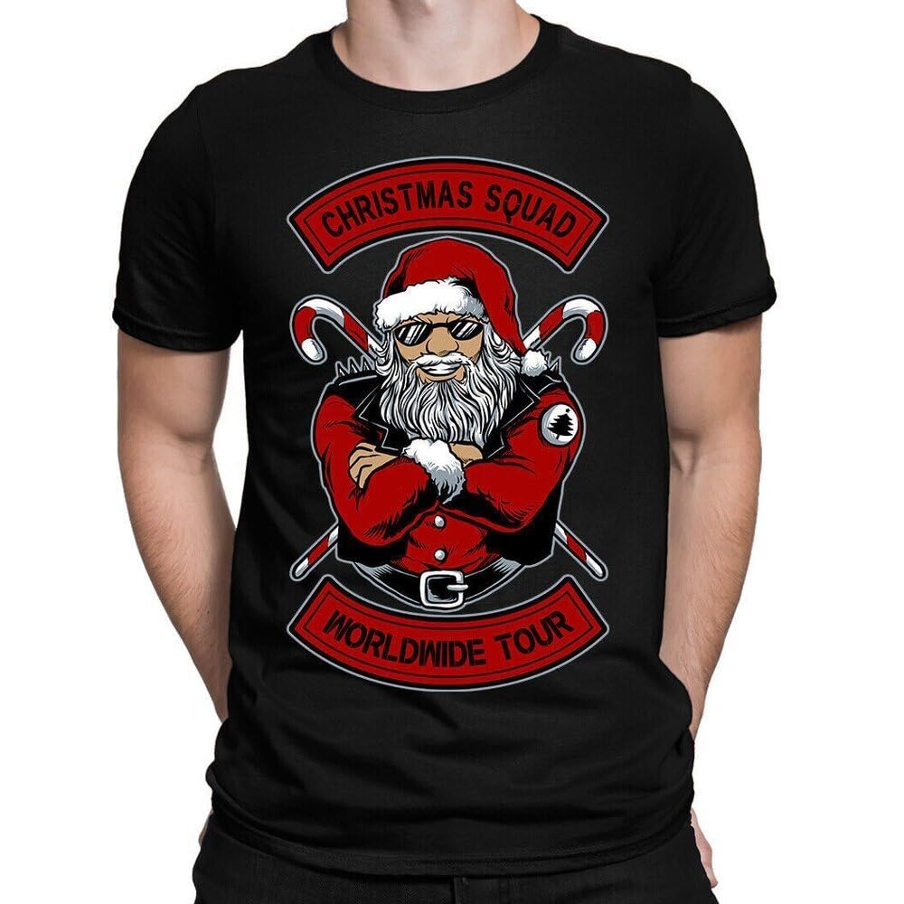 Santa Biker Christmas Squad Xmas Worldwide Tour Motorbike Men's T-Shirt Black 3XL
