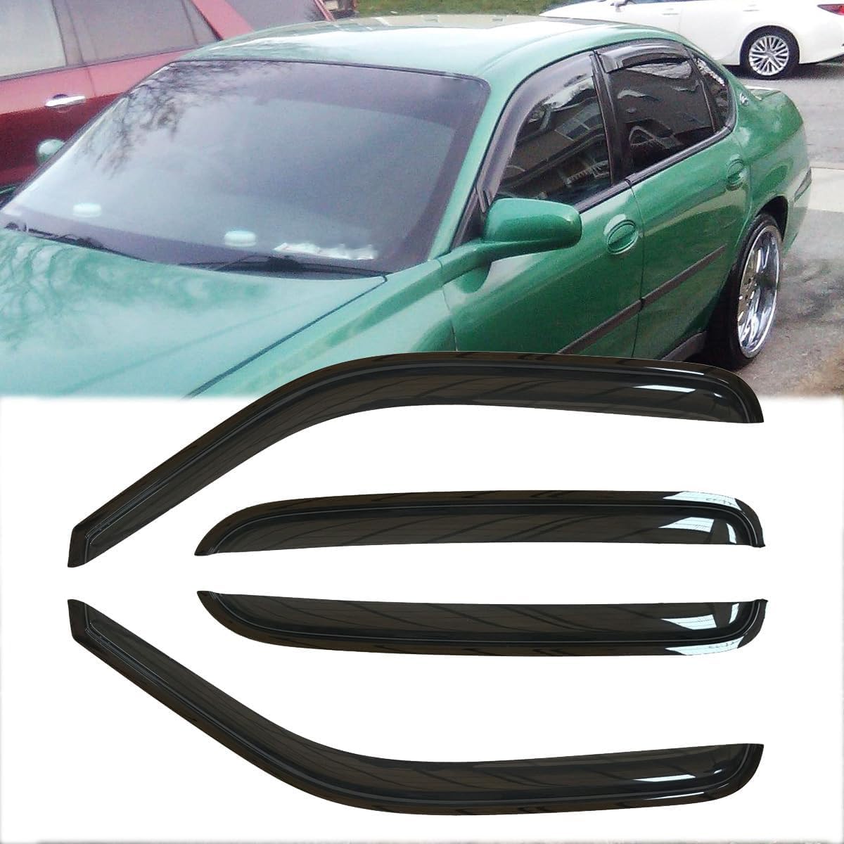 4pcs Original Shatterproof Rainproof Side Window Wind Deflectors for Impala 06-13,Tape-on Rain Guard Sets,Nice Looking Window Visors for Cars,Vent Deflector for Chevy 06-13 Impala 14-16 Limited 94843