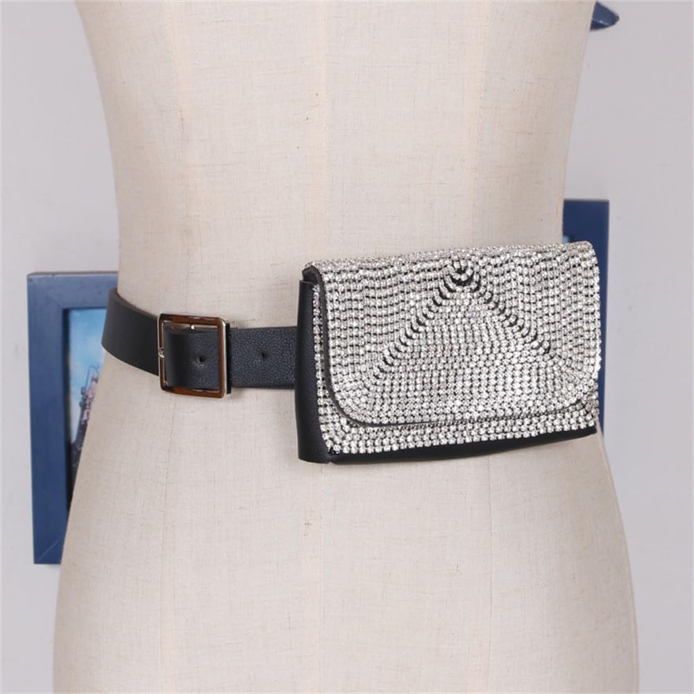 Gürteltasche für Damen Damen Strass Mini Kompakte Hüfttasche PU Leder Gürtel Hüfttasche