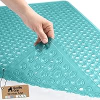 Vista 48 de Gorilla Grip - Alfombrilla de ducha patentada, 21 x 21 pulgadas, lavable, cuadrada, para ducha con agujeros de drenaje, ventosas.
