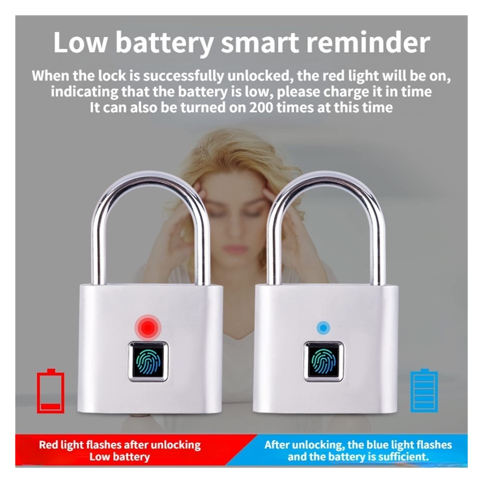 Serrure Connectée, Tuya Smart empreinte digitale cadenas sécurité à domicile Anti-vol étanche télécommande batterie alimentation USB sans clé serrure de porte ,Smart Lock facile à Installer(Tuya 20 Fi