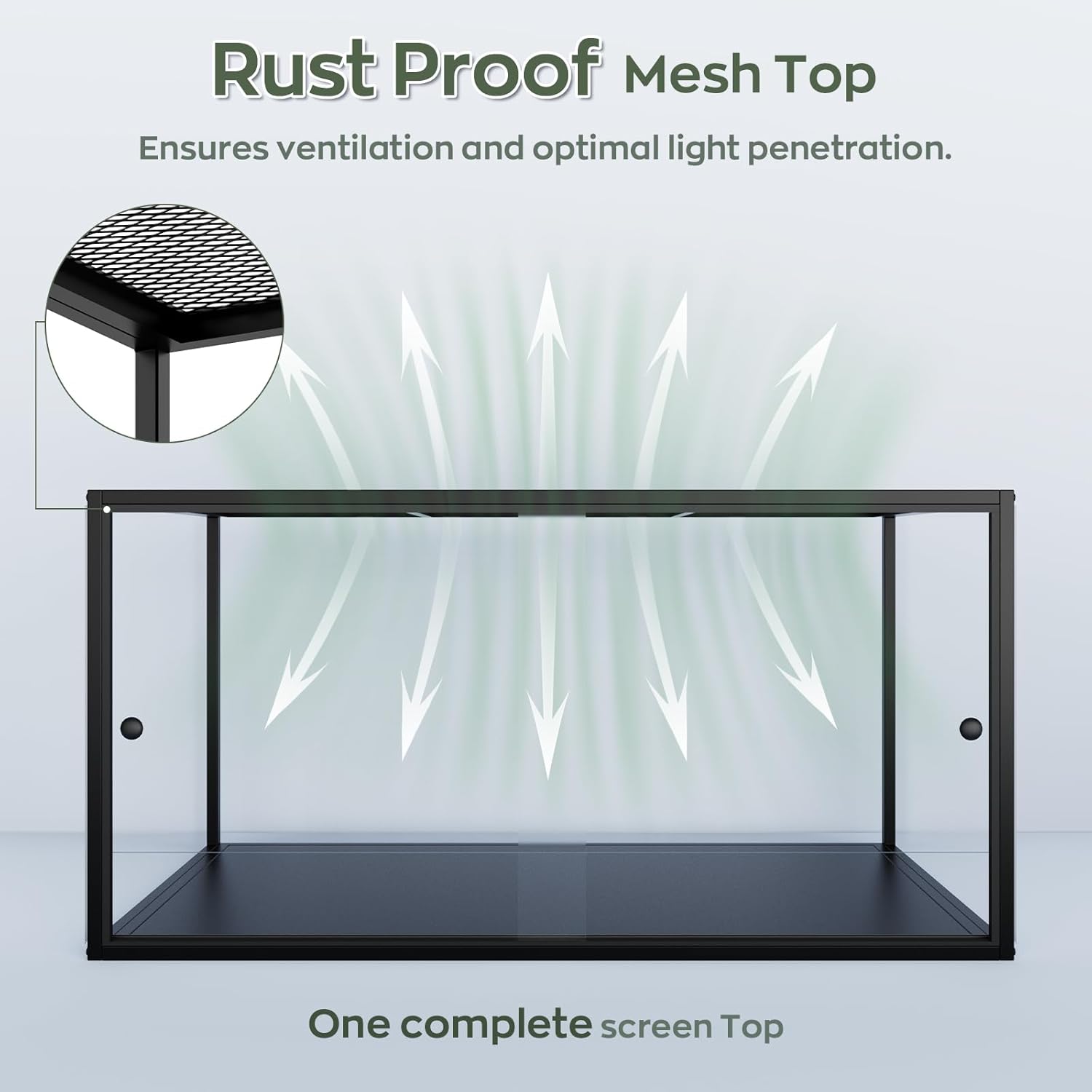 120-Gallon Reptile Enclosure, 48” x 24” x 24” Reptile Habitat Tank, Bearded Dragon Enclosure with Sliding Front Door, Top Screen Ventilation, Panoramic Viewing, Easy Installation