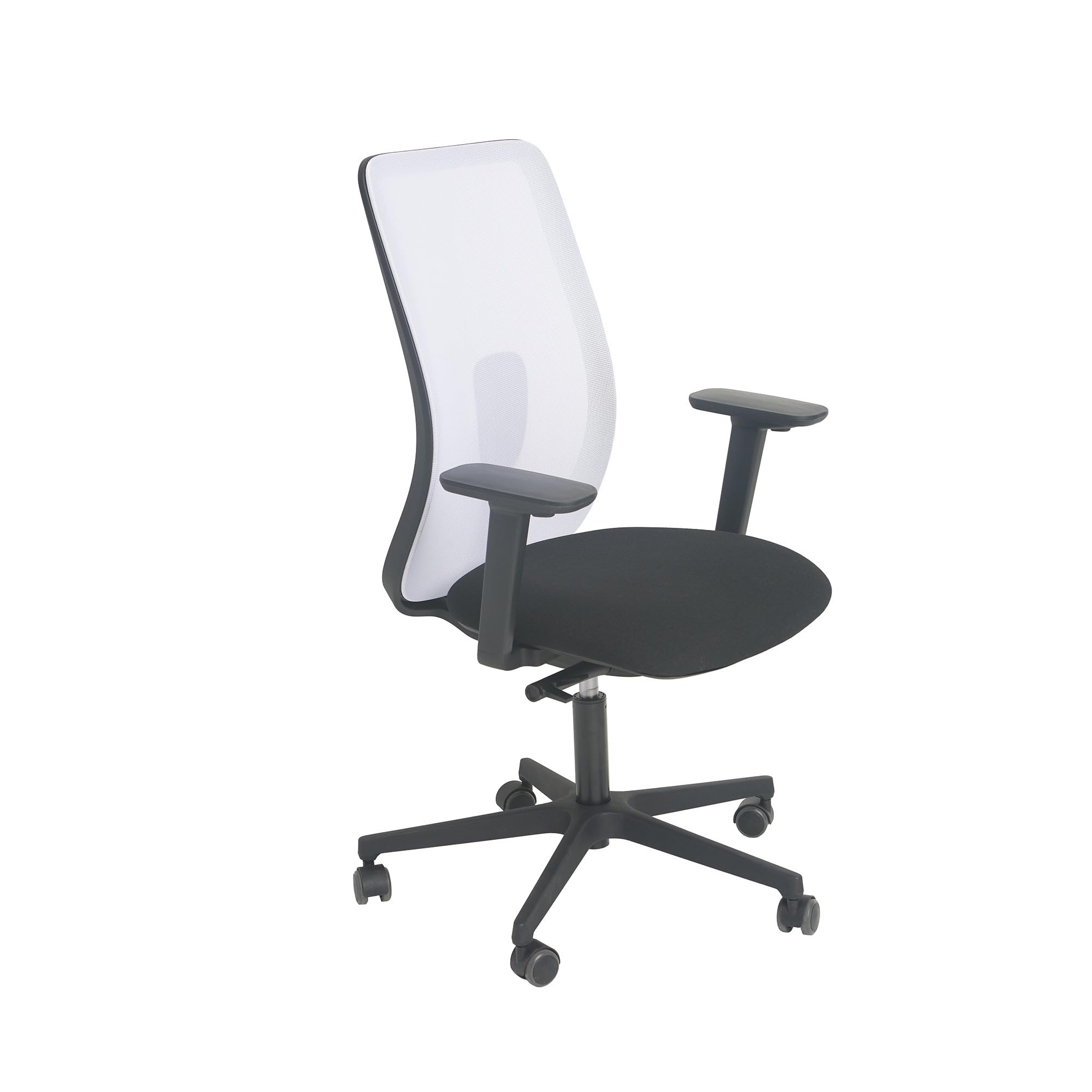 Real Piel RP Real Work Sedia Scrivania Ergonomica in Rete Traspirante, Girevole, Reclinabile, con Altezza e braccioli Regolabili, base con ruote, nero + beige. Prodotto Italiano