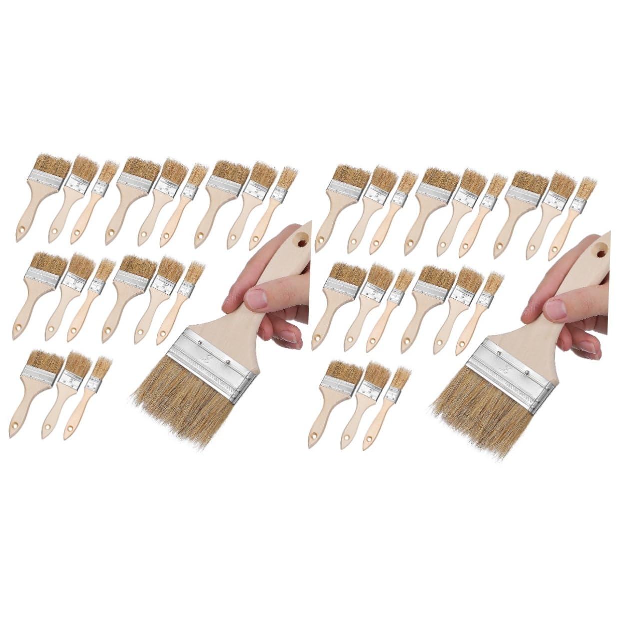 Uonlytech 48piezas Pinceles De Pintura De Cerda Natural Mango para Pintura Limpieza y Cocción Herramienta Versátil para Manualidades y Decoración