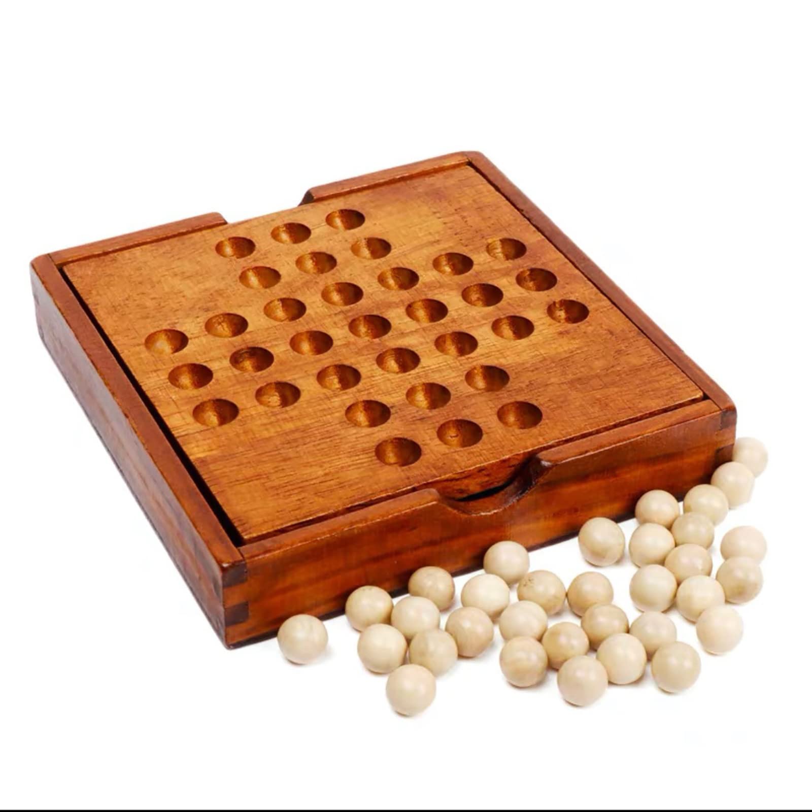 Amazon.co.jp: 木製ボードパズル ペグソリティア 伝統的 ボードゲーム