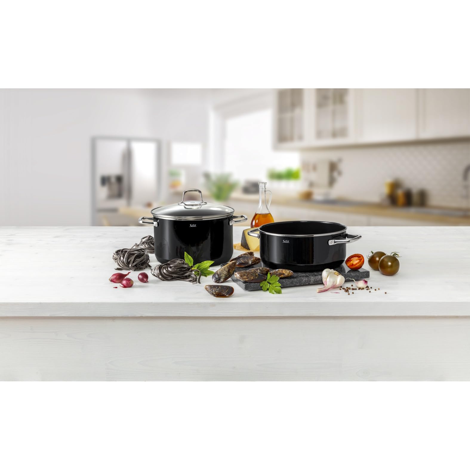 Silit Elegance Line Topfset Induktion 4-teilig, Kochtopf Set mit Glasdeckel, Silargan Funktionskeramik, Induktions Töpfe Set nickelfrei