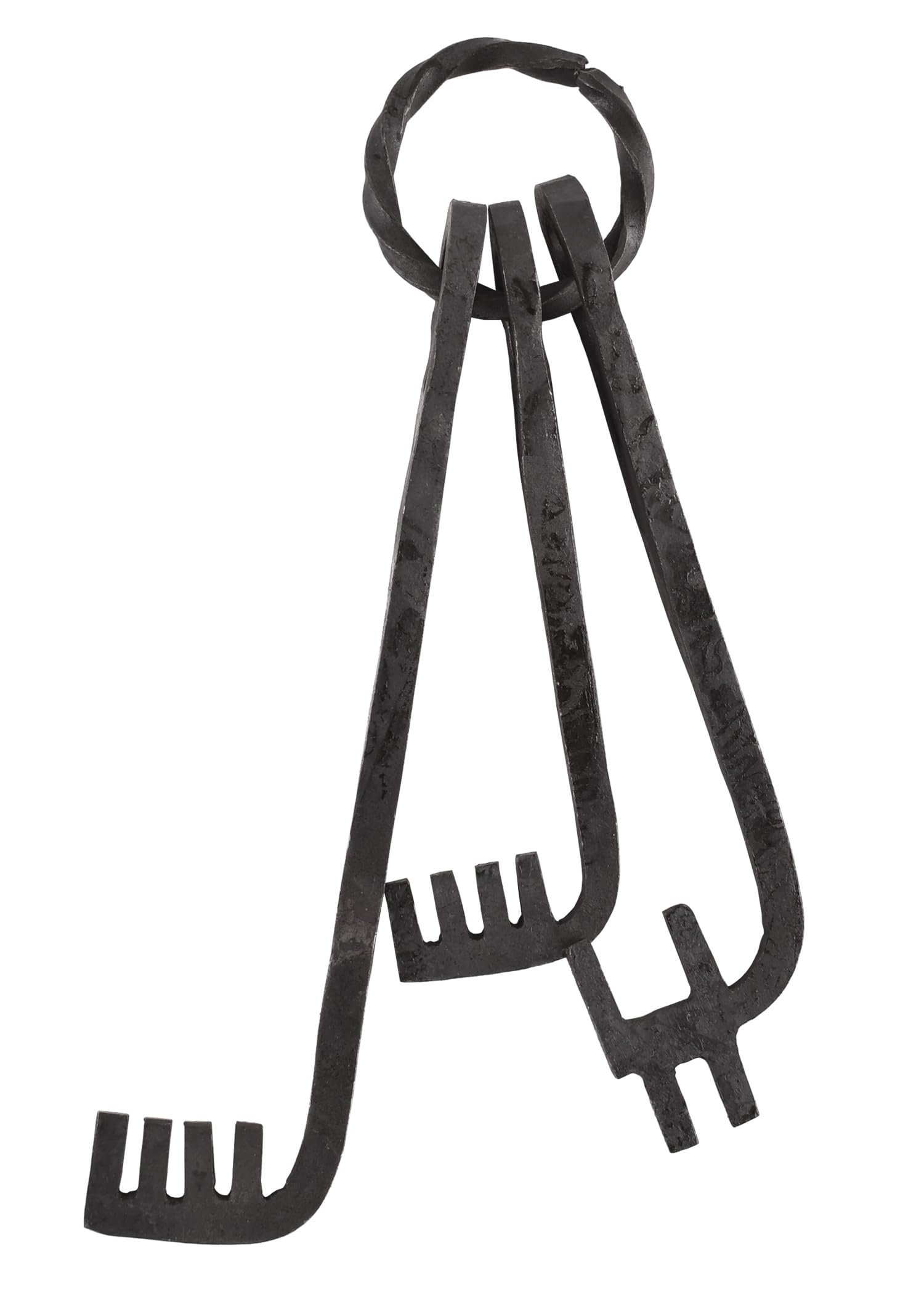 Ulfberth - Hand-Forged Medieval Keychain - Authentic Accessory with 3 Keys for Reenactment and LARP, approx. 15 cm