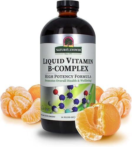 Natures Answer El complejo de vitamina B líquido apoya niveles de energía saludables Promueve la función nerviosa saludable Sabor de mandarina