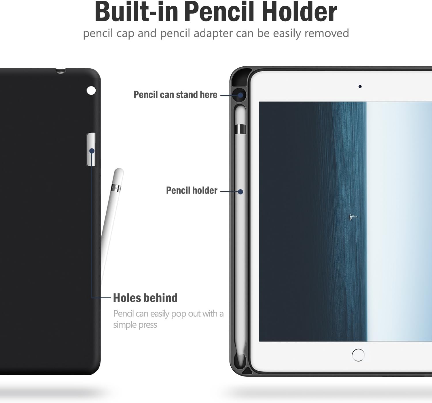 Antbox Case for iPad mini 5 2019 (5th Generation 7.9 inch) / iPad mini 4 with Built-in Pencil Holder PU Leather Smart Cover with Auto Sleep/Wake Stand Function (Blue)