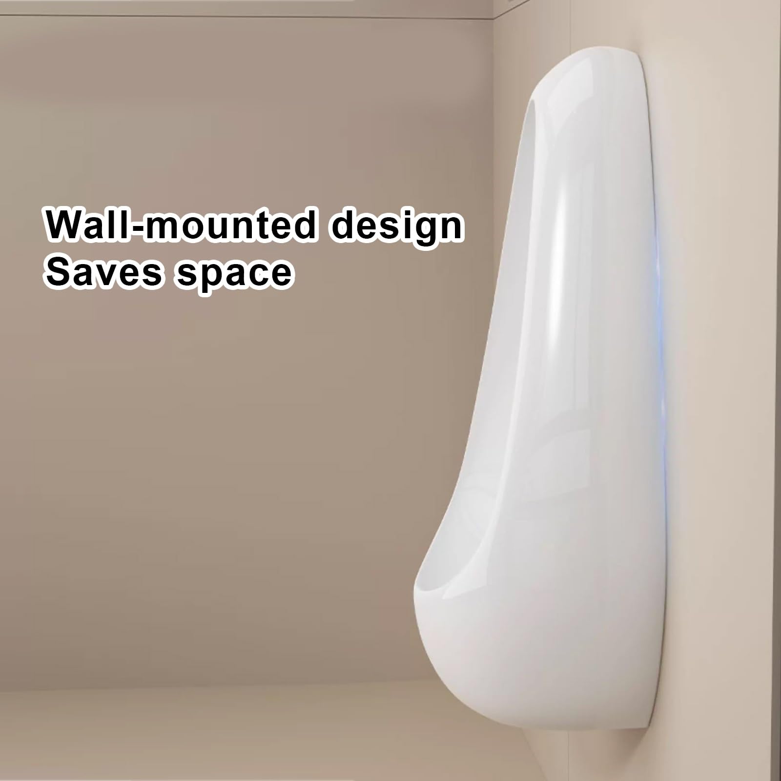 Orinatoi in Ceramica con Valvola di Scarico con Sensore, Orinatoi a Parete per Bagni Maschili, Scarico Automatico, per Casa, Bagno, Servizi Igienici Pubblici(Blue)