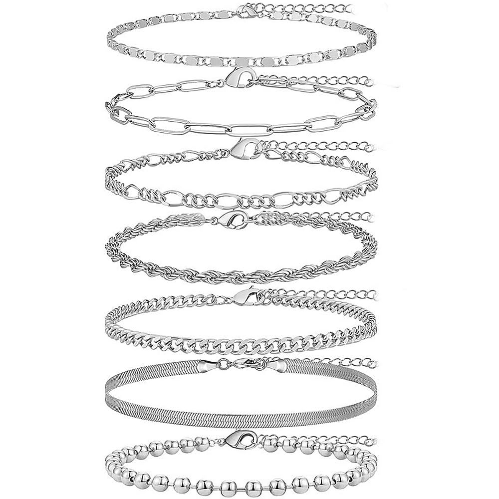 12 Cavigliere In Argento Per Donna - Bracciali Eleganti Con Catena A Maglie