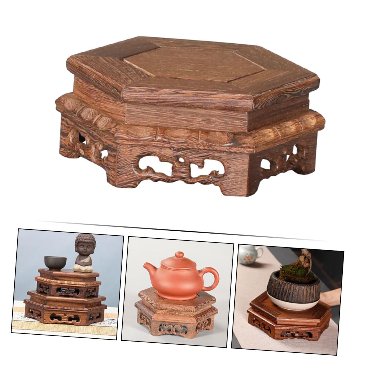 Soporte De Madera Base De Exhibición De Arcilla Pedestal para Jarrones