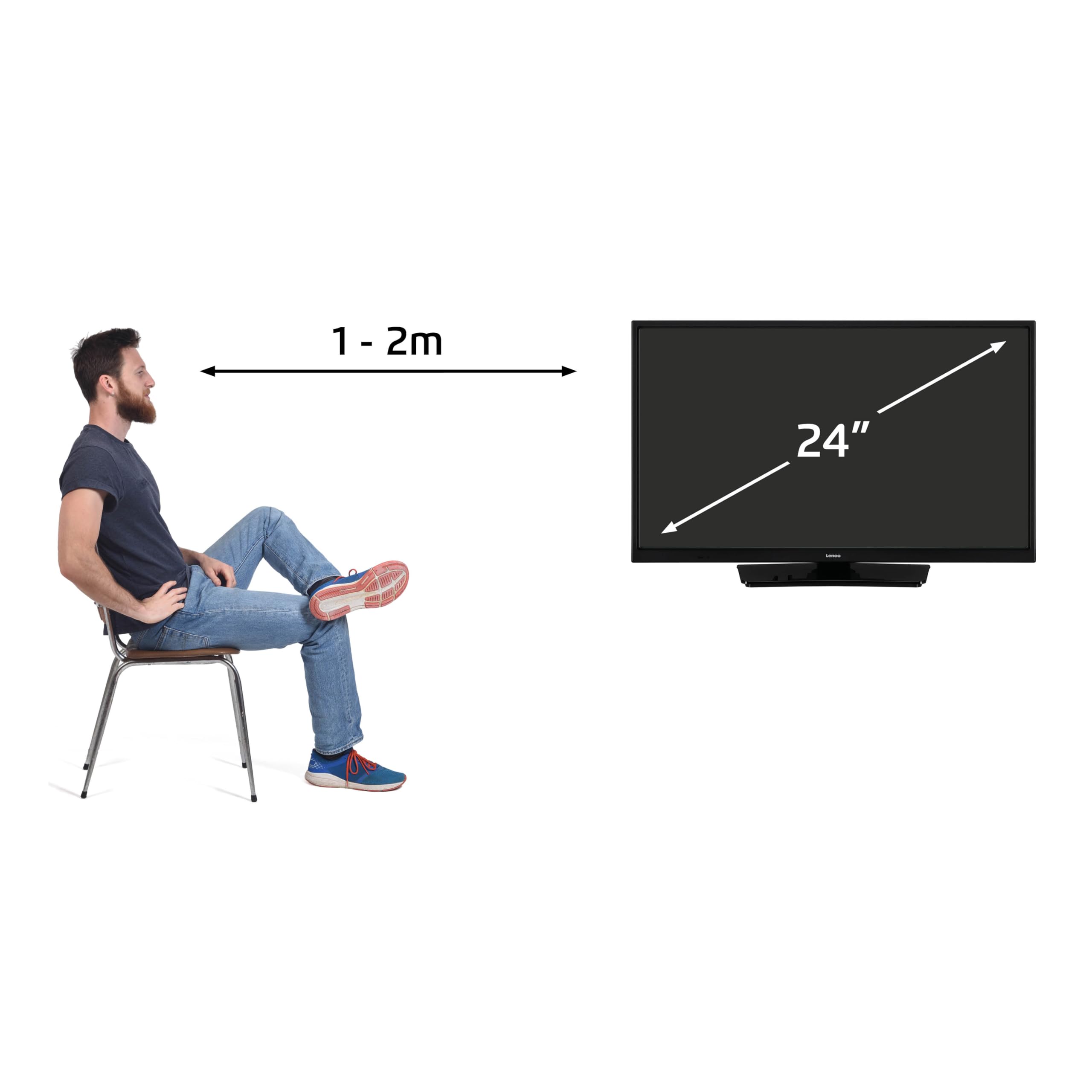 Lenco LED-2463 Smart TV 24 Pouces Full HD - TV avec Bluetooth - Adaptateur Voiture 12V - Netflix, Youtube & WLAN - Bluetooth - HDMI - Ethernet - Noir