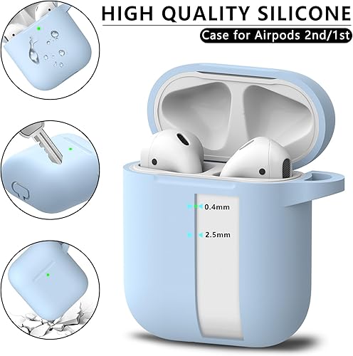 Miniatura 10 de Ljusmicker Funda para Airpods 2 y 1 con kit de limpieza, funda protectora de silicona suave compatible con Apple AirPods de 21 generación con