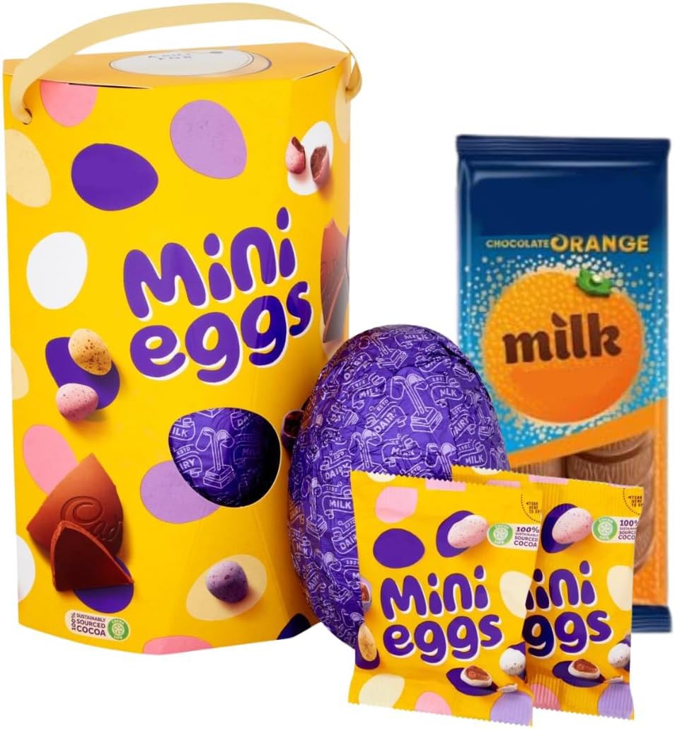 Large Mini Egg Bundle - Mini Egg, Chocolate Easter Eggs, Orange Chocolate Bar With Tilz Gift Card - Easter Chocolate Eggs - Gift For Kids And Adults