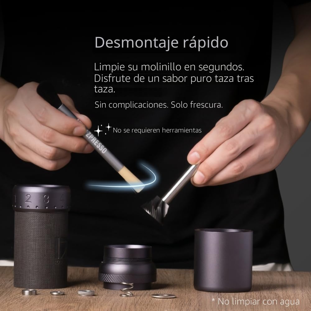 1Zpresso J-Ultra Molinillo de café manual gris hierro, rebaba cónica, mango plegable, taza de captura magnética de 40 g, ajuste numérico ajustable, eficiencia de molienda más rápida, ideal para