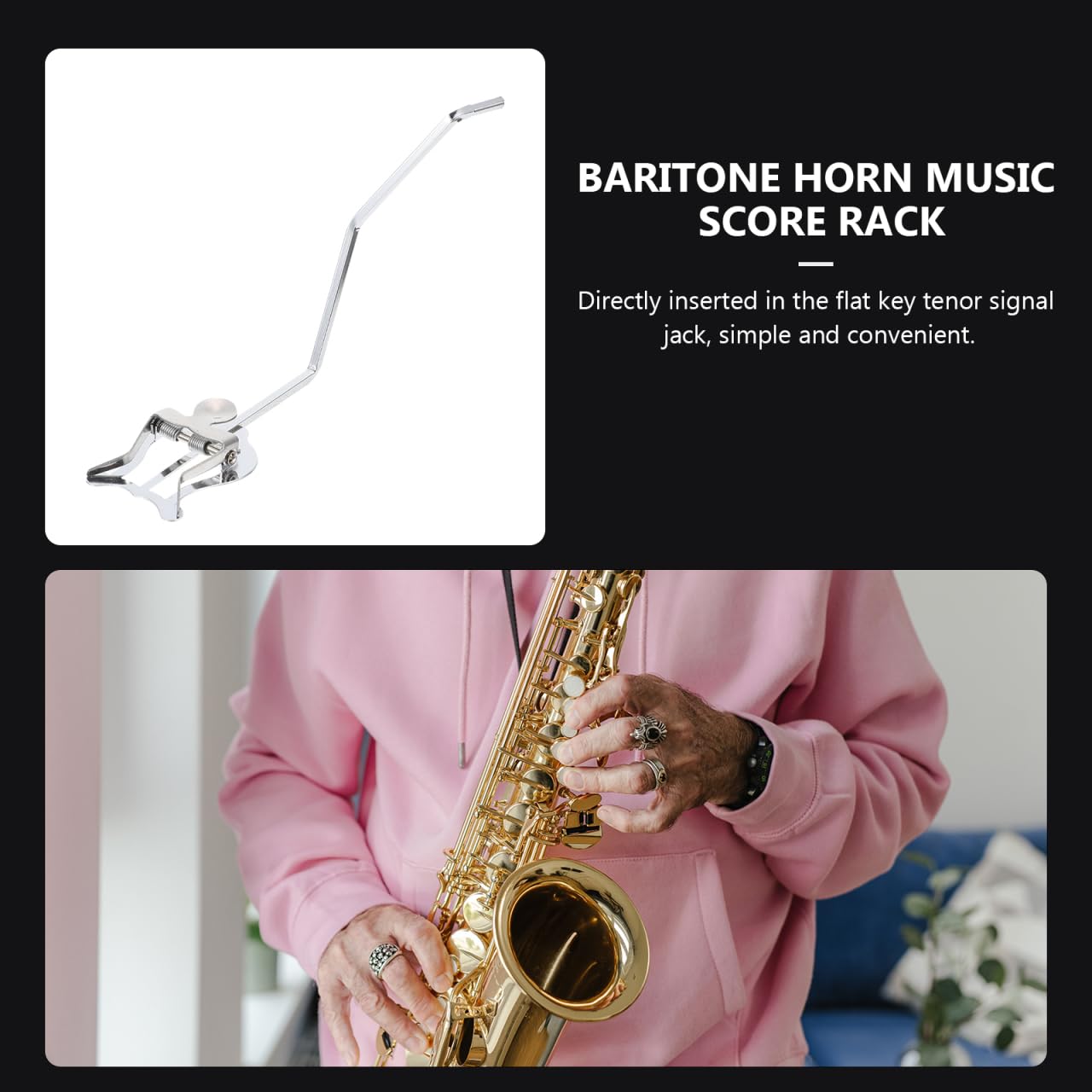 ibasenice Clip Spartiti Musicali Per Corno Alto E Baritono Supporto Spartiti Universale in Metallo Portatile Leggero E Compatto Accessorio Resistente Per Strumenti Musicali in Movimento