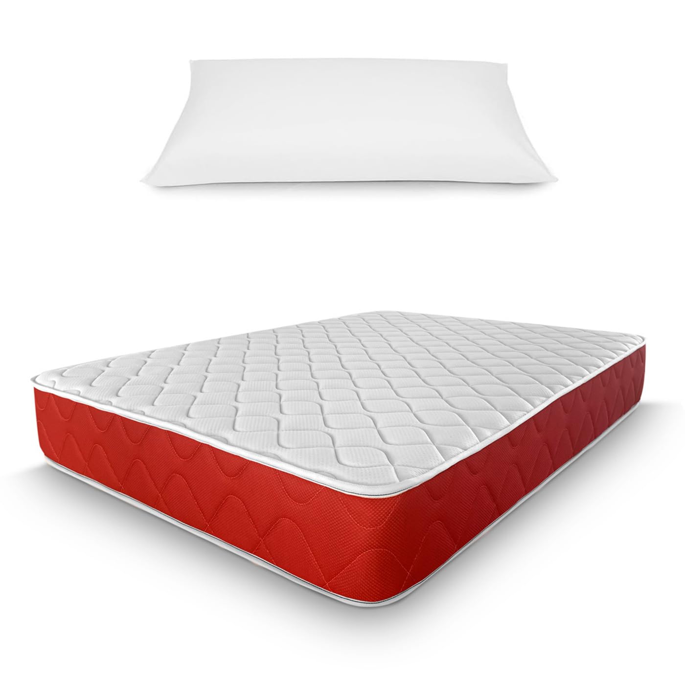 MiaSuite Primavera H20 Materasso con Dispositivo Medico Ortopedico e Rivestimento Cotton Anallergico ed Antiacaro, Water Foam e Poliuretano, Bianco, Singolo, 90 x 190 cm