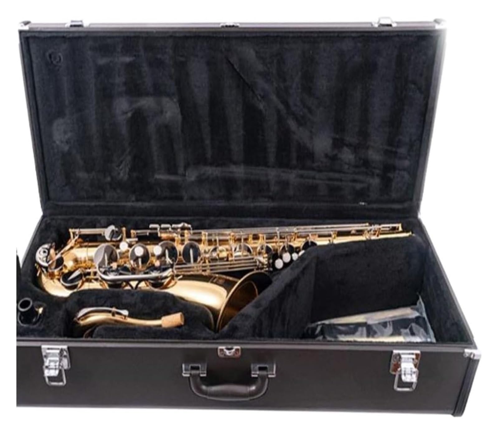 Musikinstrumente mit Schalenknopf, Saxophon. Tenor B-Dur Anfängerprüfung Das Instrument Spielen