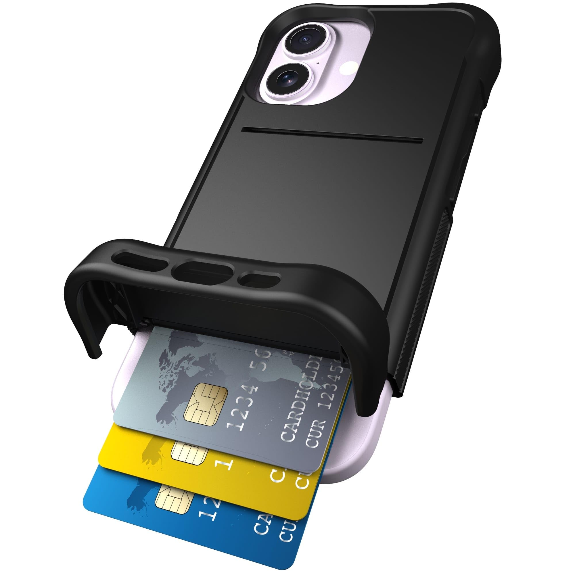 Scooch for iPhone 17 Case with Card Holder, Wingmate Wallet Case with Hidden Card Slot and RFID Protection, Holds 3 to 4 Cards, 10-Foot Drop