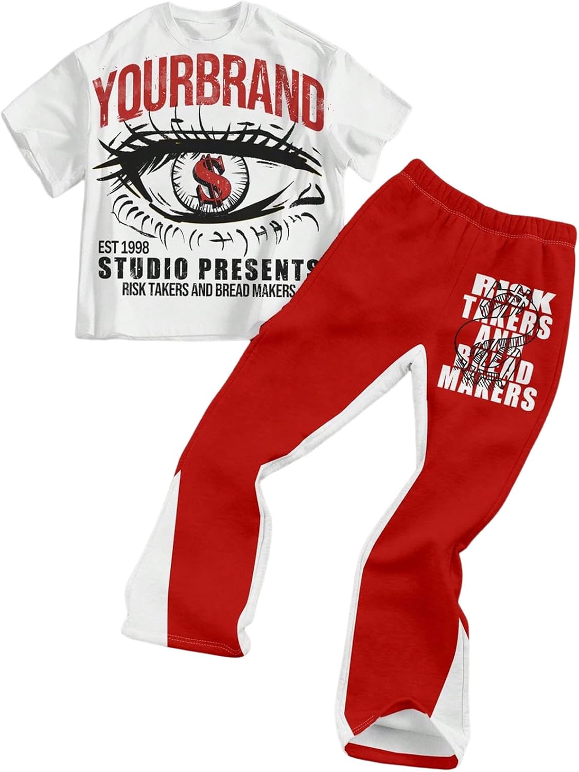 GORGLITTER Boy's Y2K Outfits 2 Piece Short Sleeve Graphic Tee Shirts and Casual Wide Leg Pants Sets Streetwear