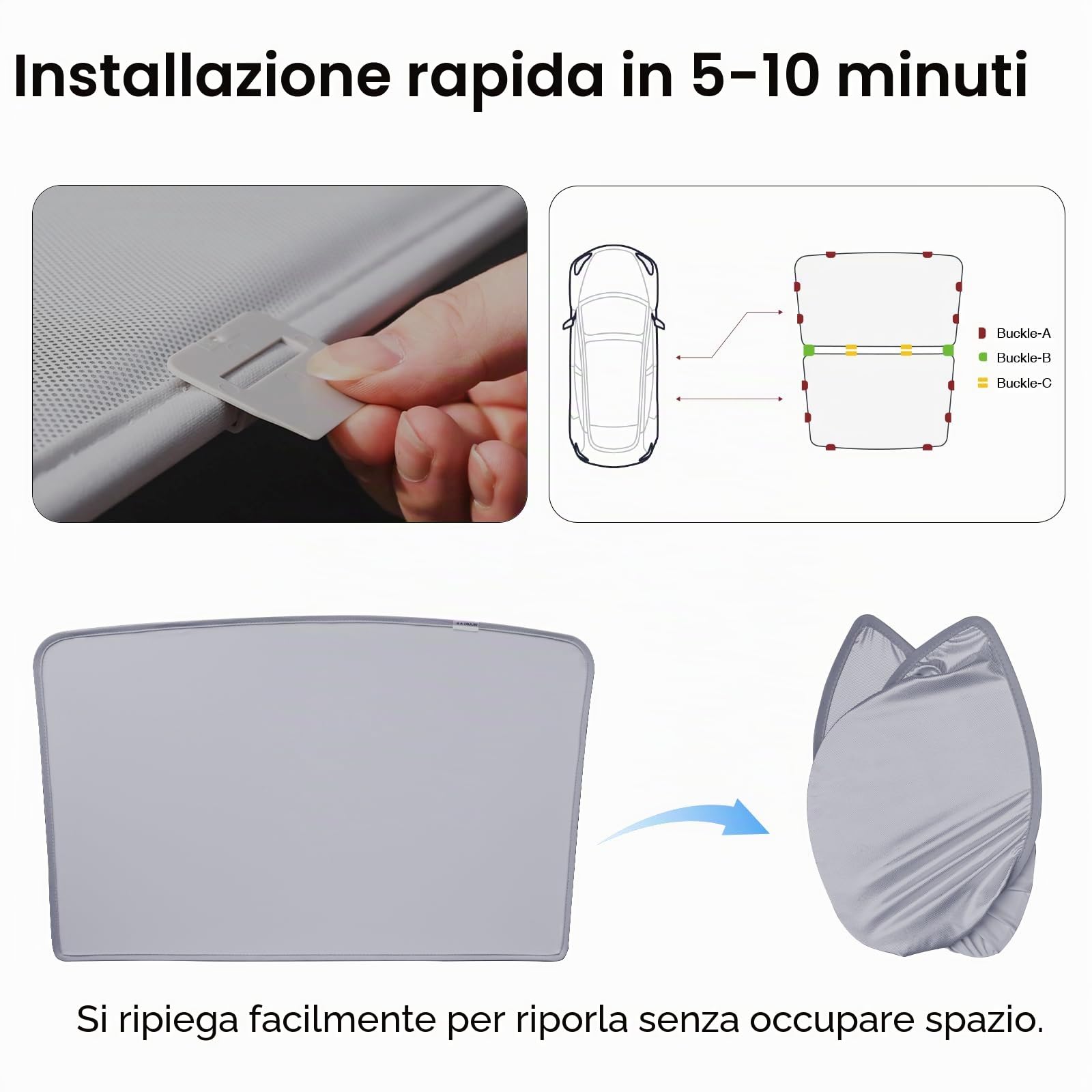AAMHHM Tesla Model Y - Parasole per tetto con nanocristalli di ghiaccio, blocchi di fissaggio con fibbia UV, senza abbassamento, senza spazi vuoti, parasole pieghevole portatile per modello Y 2020